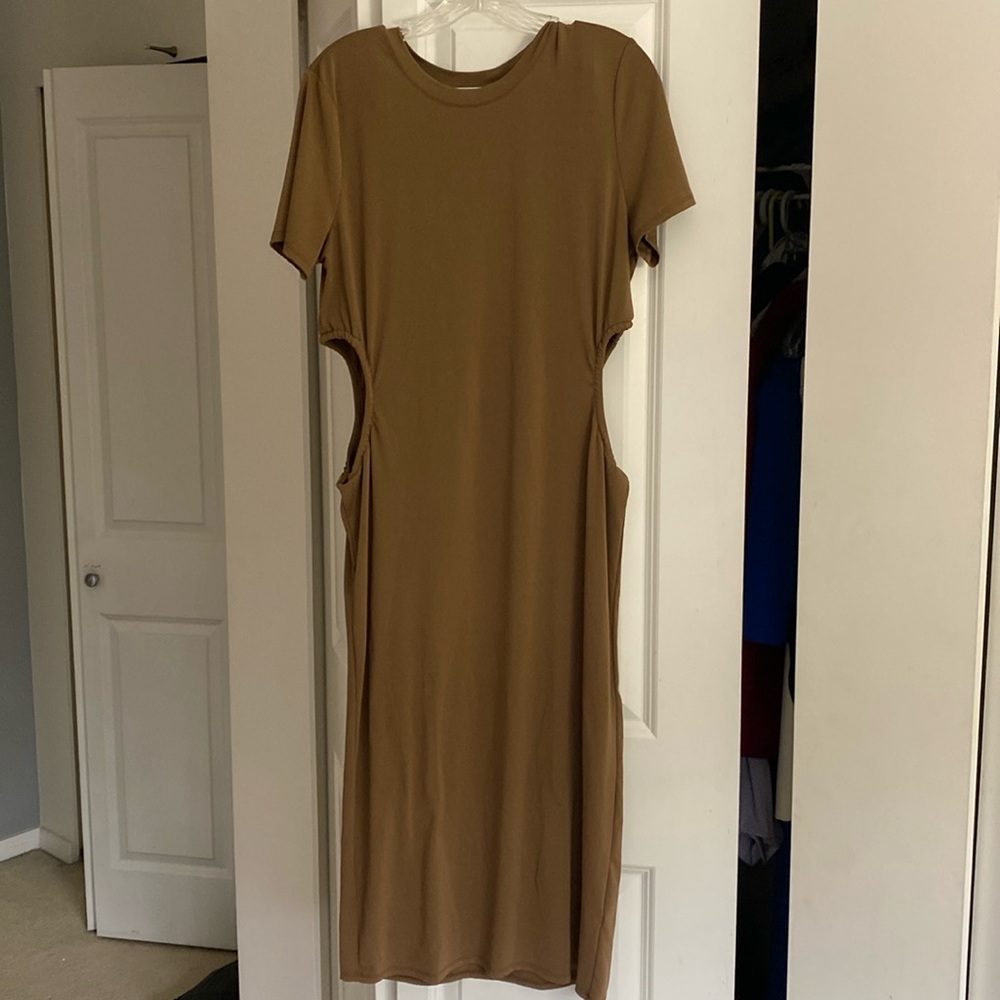 Camel cut out maxi dress